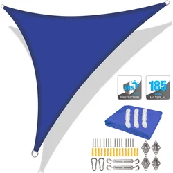 Premium Weatherproof Triangle Sun Shade Canopy with Fastening Ropes - 250x250x250CM (Royal Blue Set)