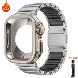 Titanium Strap with Metal Case - Premium Stainless Steel Cover - Series 6SE54 44mm (Ti Black - Tool)