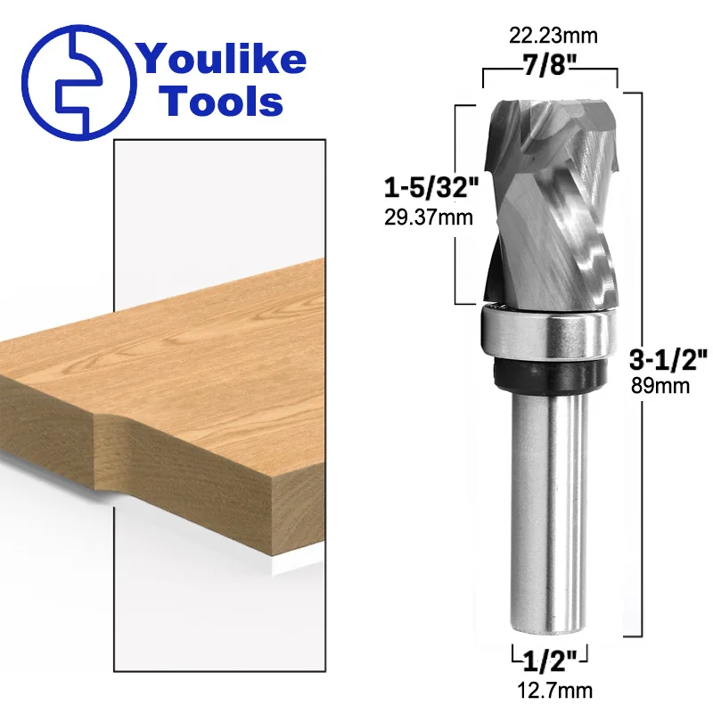 

12mm 1/2" Shank Bearing Ultra-Perfomance Compression Flush Trim Solid Carbide CNC Router Bit End Mill Milling Cutters For Wood