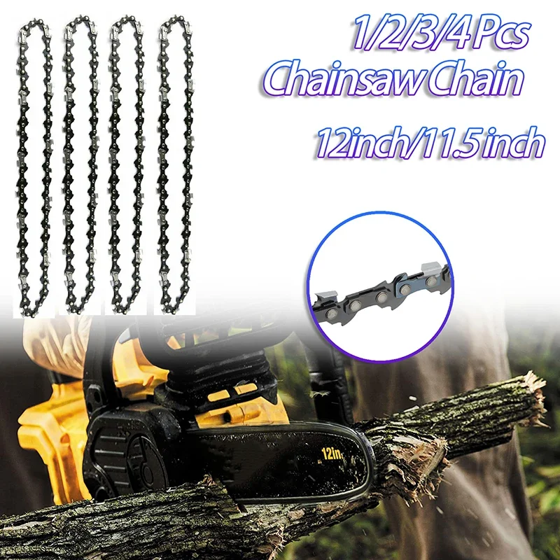 1/2/3/4Pcs 12/11.5 Inch Chainsaw Saw Chain 44 Drive Link 22 Cutter 3/8" LP.050" Steel Chain Replacement Part for Electric Saw chainsaw chain