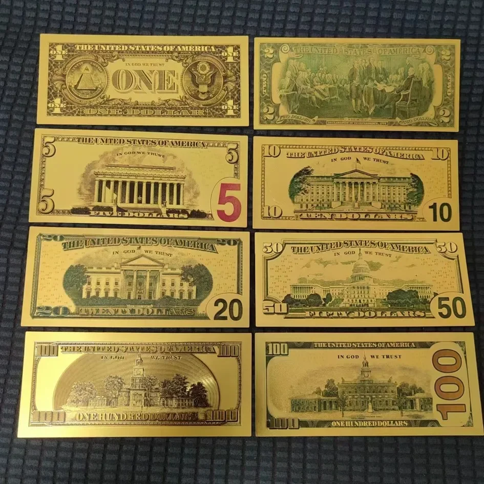 Description Picture 3 of itemMOYU 7/8/36Pcs Gold Plated US Dollar Bills Gold Foil Banknotes Fake Paper Money Banknotes Crafts For Collection Home Decor