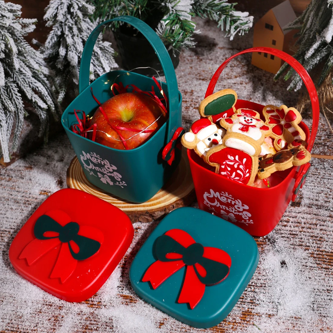 Christmas Nordic Kawaii Apple Box Christmas Fruit Gift Box Desk Accessories Home Decor Accessories Living Room Candy Storage
