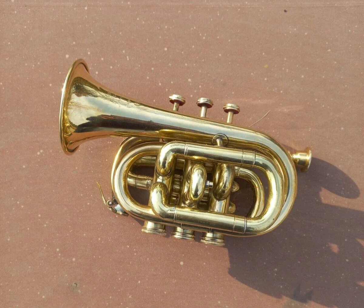 Professional Vintage Brass Trumpet Bb Pocket Trumpet 3 Valve Mouthpiece Gift