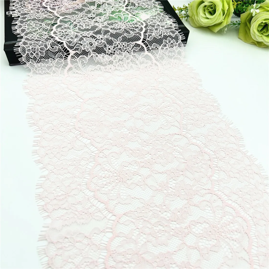 3y/lot Width 9 inch 23cm Pale Pink Eyelash Lace Trim Non-Elastic Lingerie Sewing Craft 5