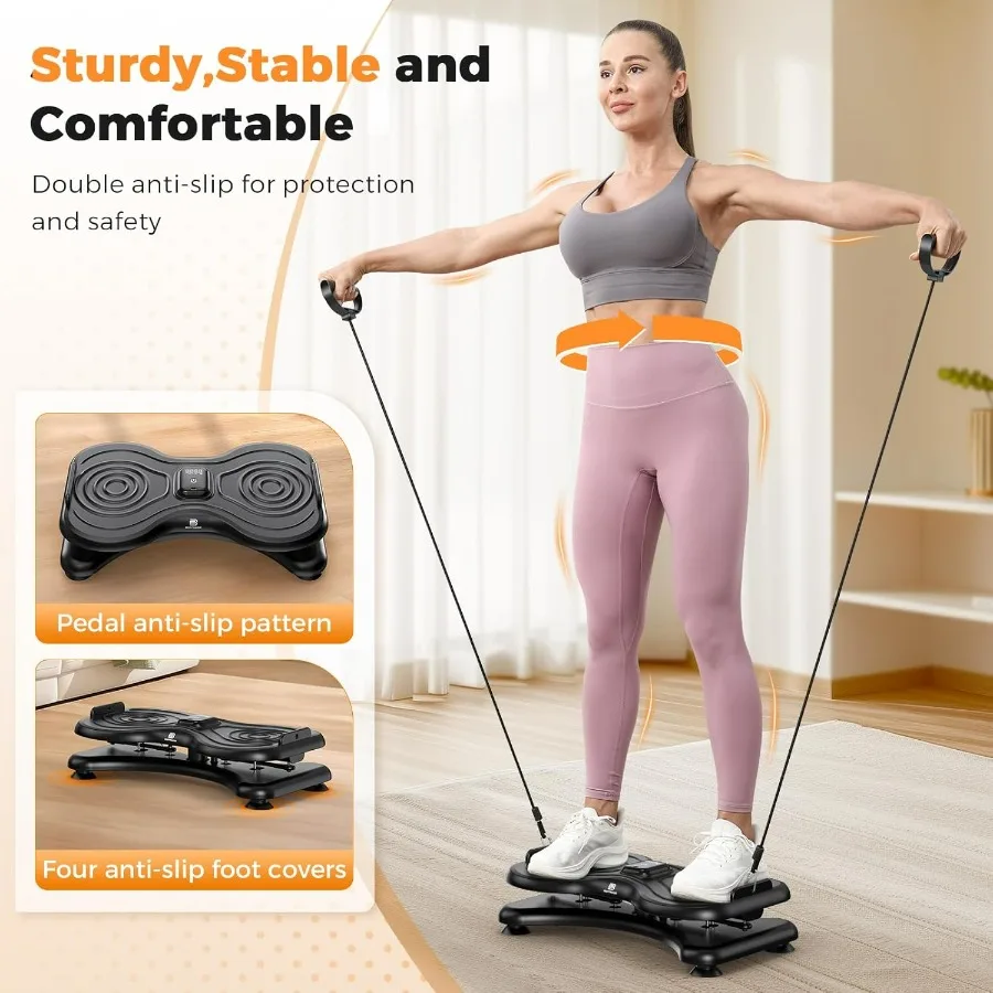Waist Twist Board with LCD Display and Resistance Bands, Ab Twister Machine for Abs Workout, Slim Waist and Core Exercise, Home