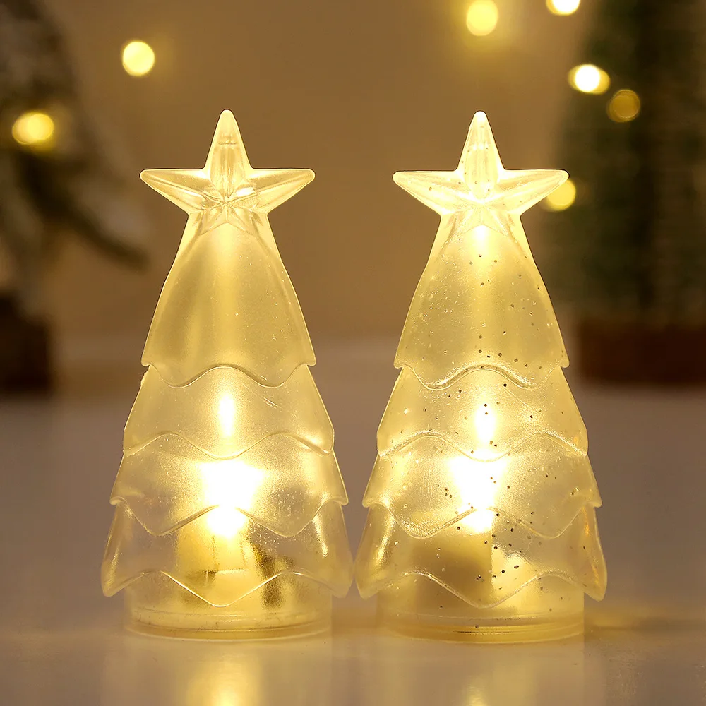 

New Christmas decorations Christmas tree transparent crystal nightlight electronic candle atmosphere decoration room decor