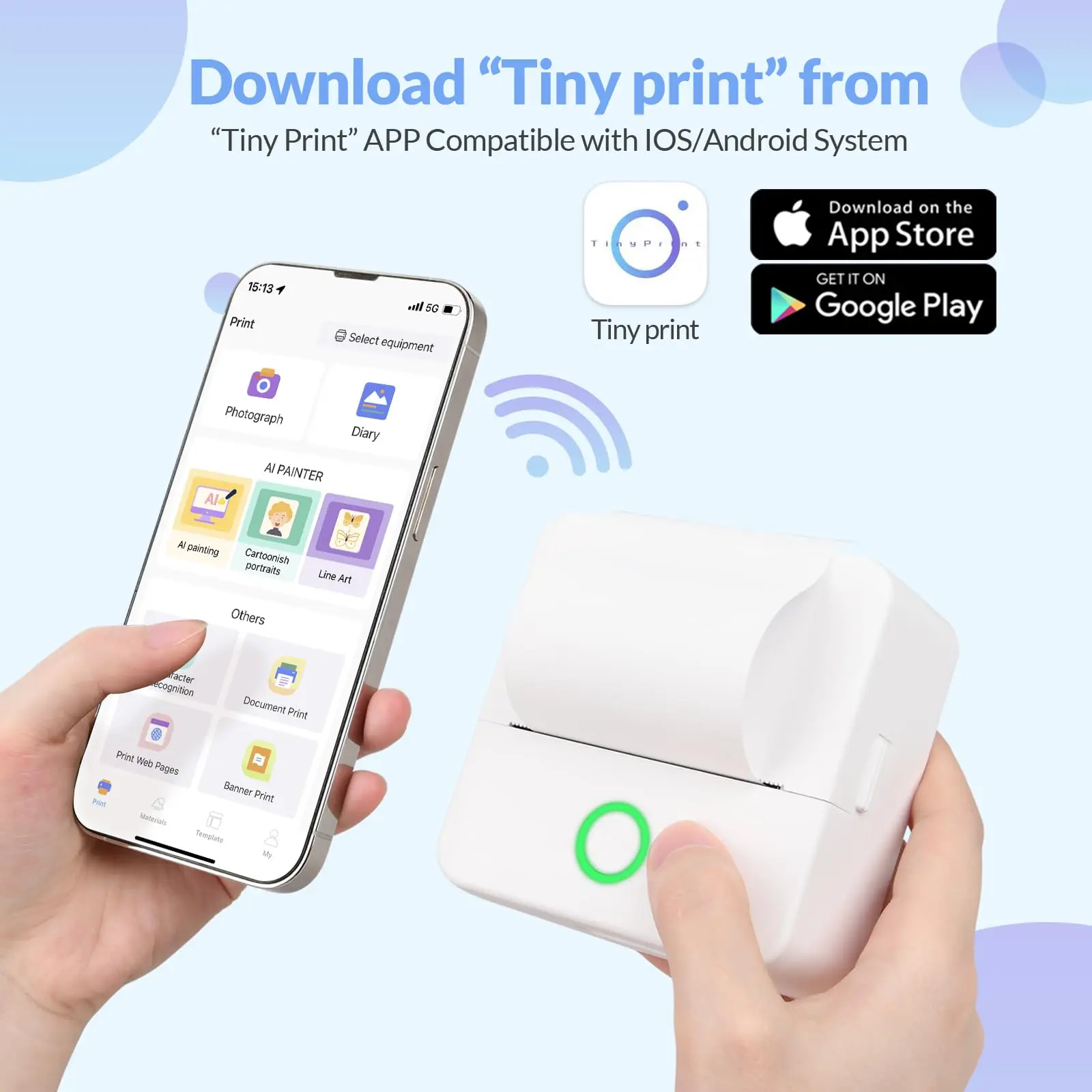Mini Printer, Thermal Printer Label Maker, Portable Mini Wireless Inkless Printer, Small Pocket Printer For Pictures, Photos