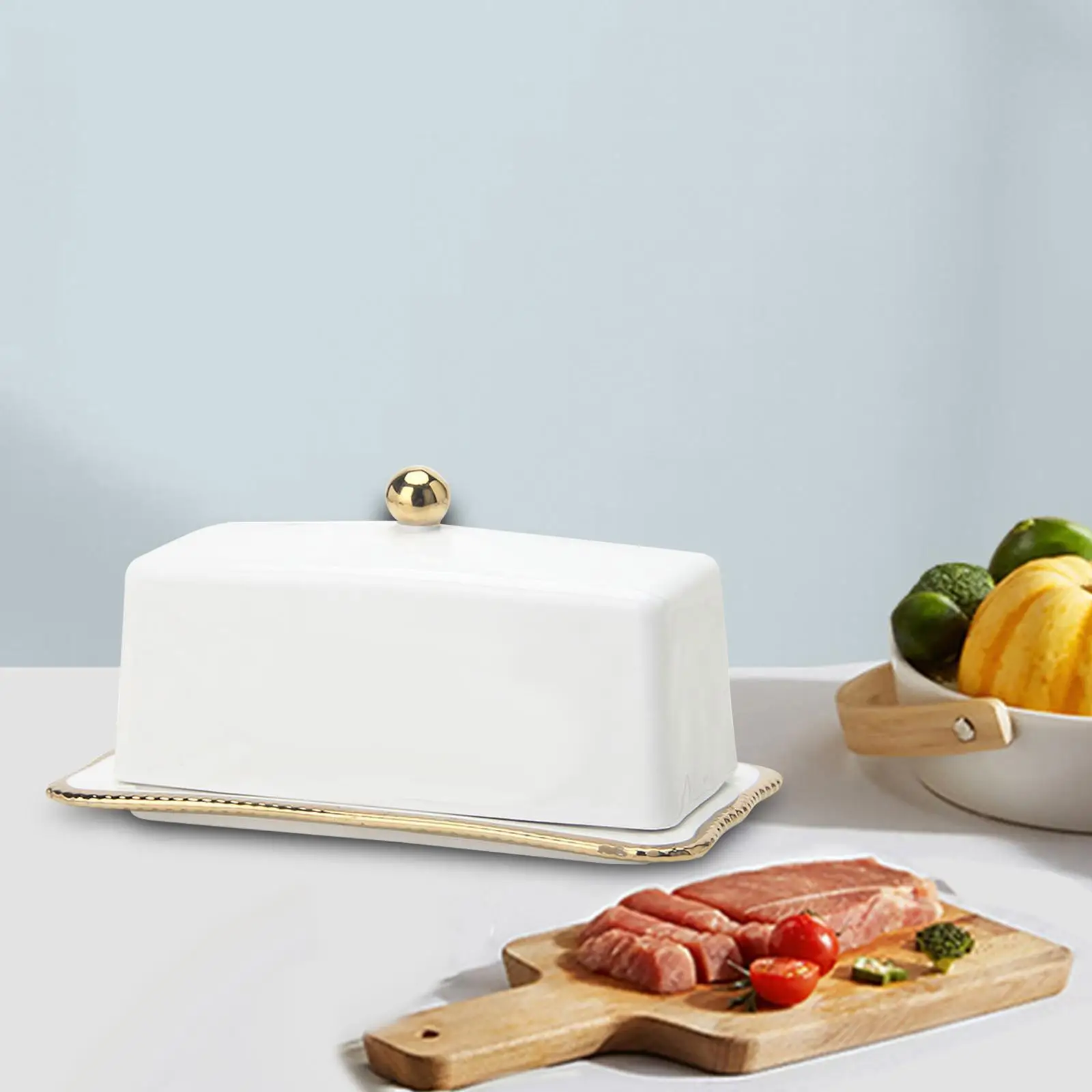 Ceramic Butter Dish Butters Container Sturdy Large Capacity Cheese Keeper Butter Storage Plate for Countertop et Biscuits