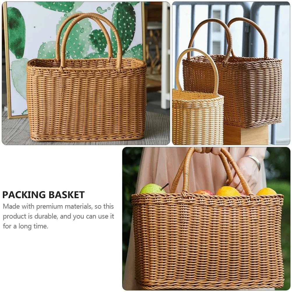 Korb Gewebte Weiden-Aufbewahrungskörbe Tasche Picknick Rattan Blume Strand Mit Griff Stroh Markt Obst Tote Für Geschenk Hand Shopping_voghion.com