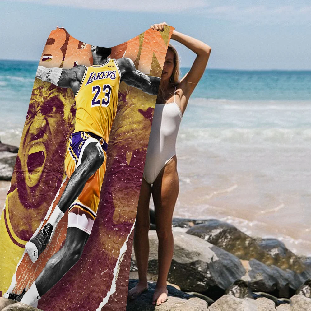 POP Basketball Player L-LeBron- James Basketball Microfiber Beach Towel Absorbent Quick dry Soft Yoga Swimming Resort Towel 6