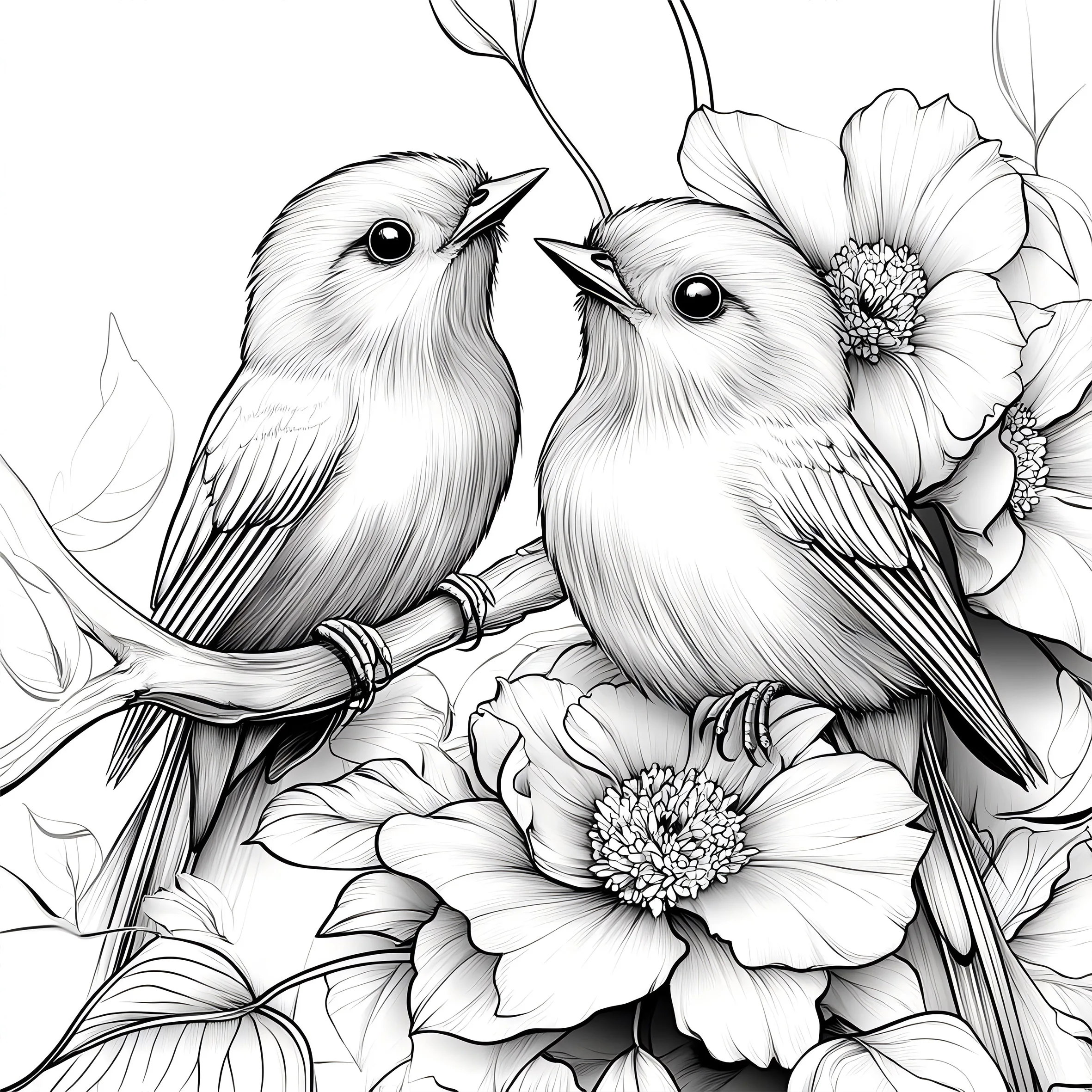 Flowers and Birds Colouring Book Adult Picture Book Original Design 6