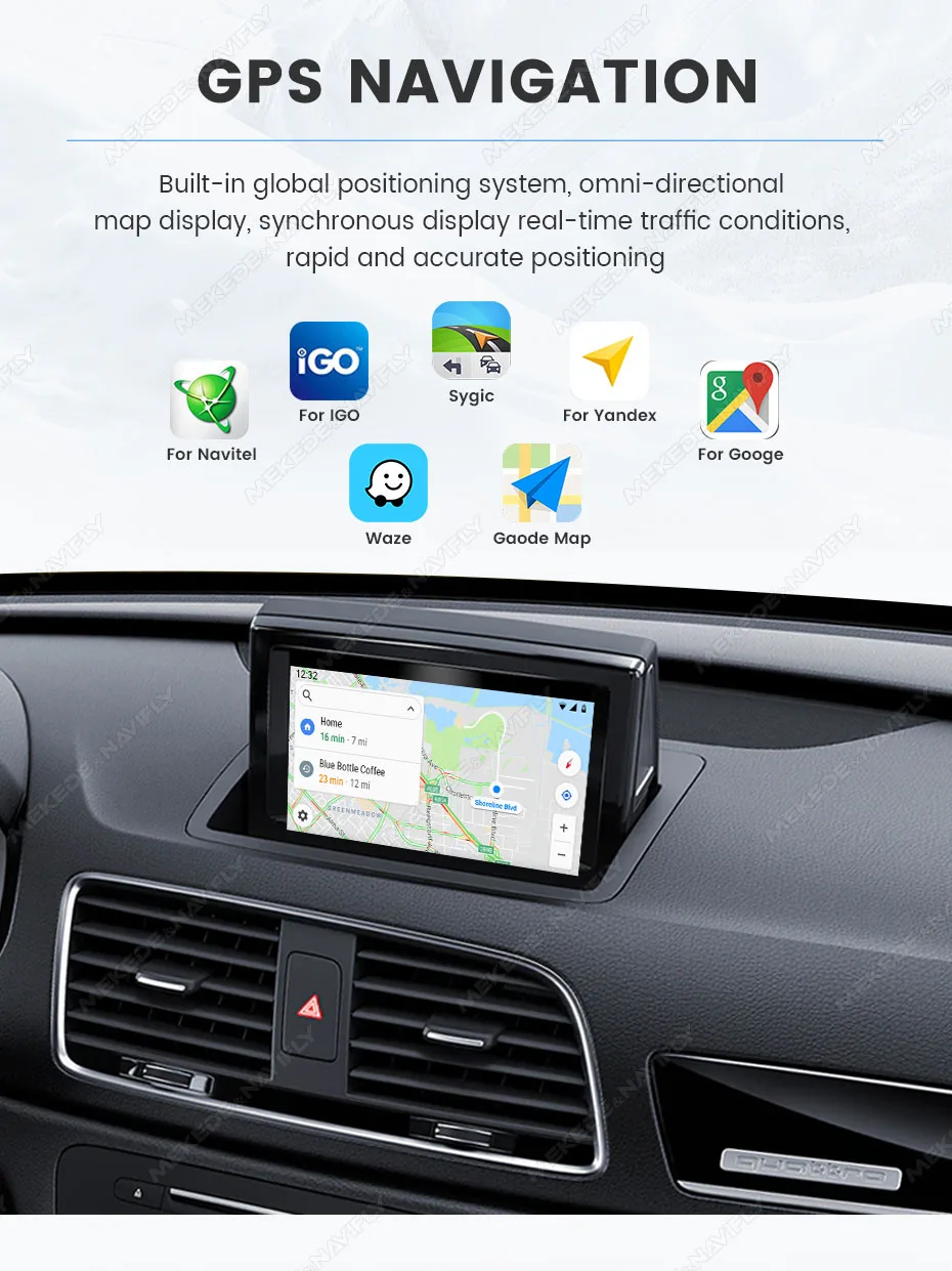 MEKEDE Neu eingetroffen: Dual-System Wireless CarPlay Android Auto Decoding Box für Audi A1 Q3 A4 A5 Q5 MMI 2G 2008-18 MirrorLink DSP – Detail 6
