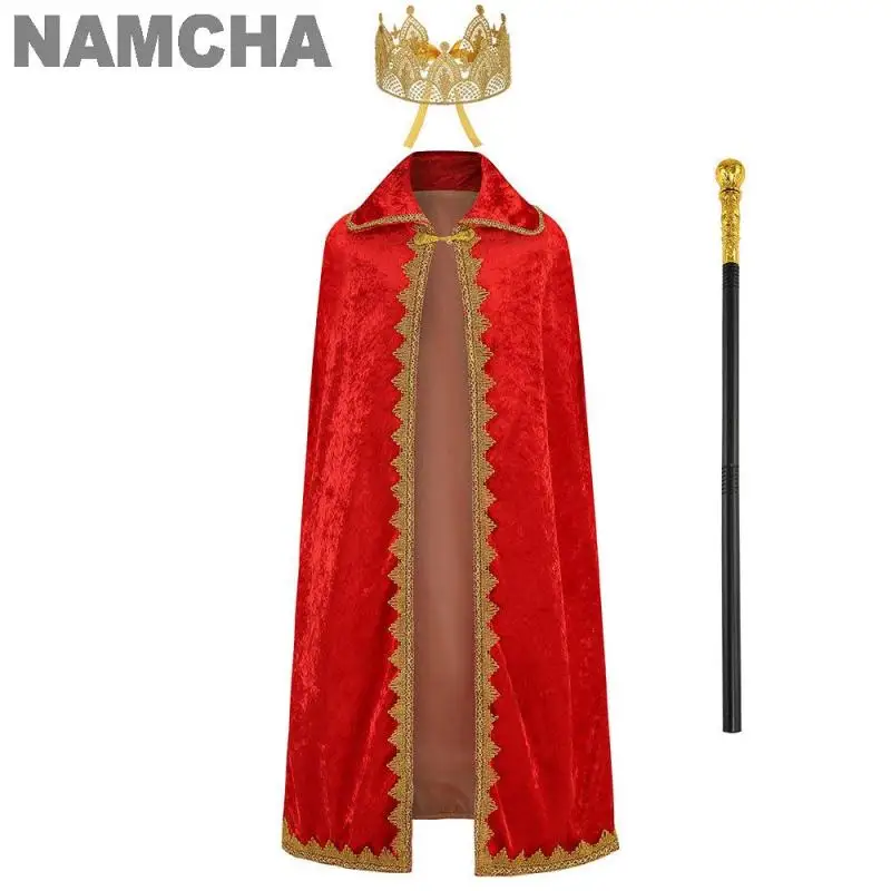 

Carnival Boys Prince Cosplay Cloak Birthday Party King Robe Christmas Halloween Toddler Prince Costumes Cape with Crown Sceptre