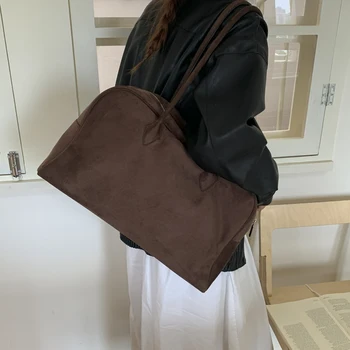 Borsa tote da donna in pelle scamosciata ad alta capacità Shopper Commuter Borsa a tracolla grande Borsa vintage marrone bordeaux 2025 Borse autunno inverno