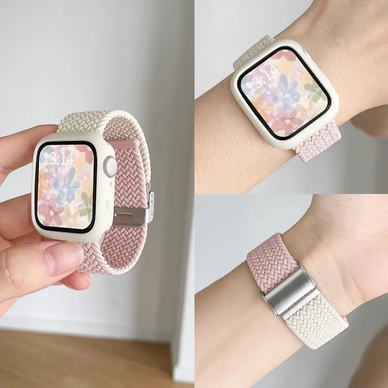 

Case+Strap for Apple Watch Sereis 9 8 7 6 5 SE 45mm 41mm 44mm 42mm 38nm Candy Color-clash Men Women for iWatch Ultra 2 Band 49mm