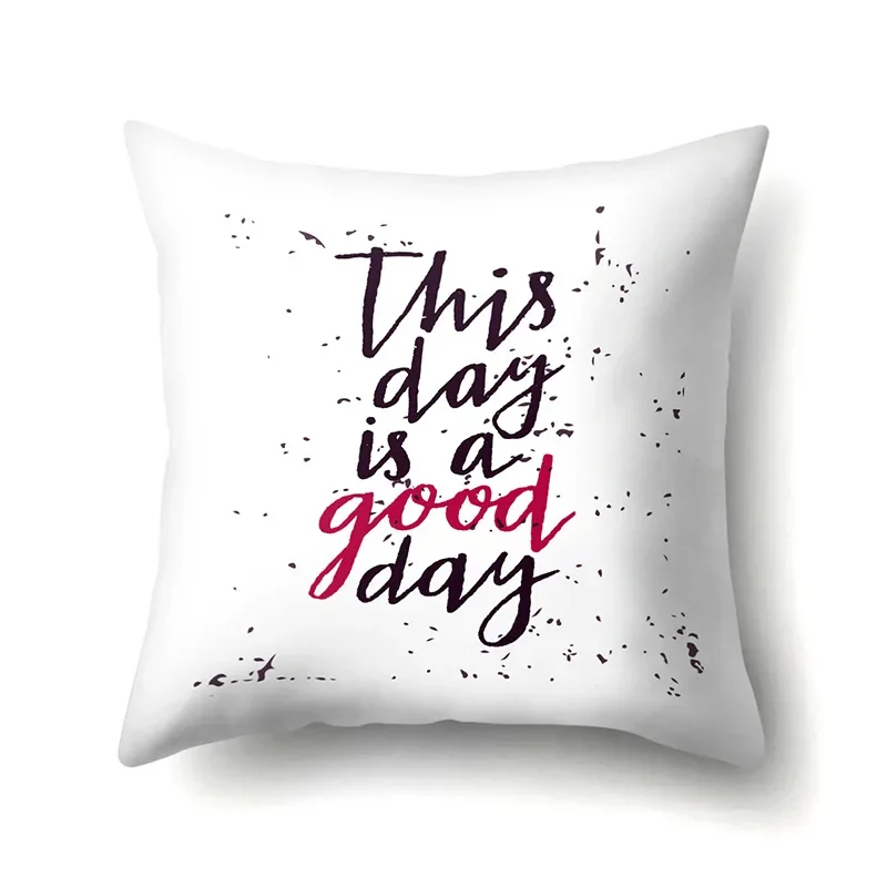 Cartoon Cushion Cover Letter Pillow Case Polyester Pillow Cover Throw Pillows for Living Room Sofa Lumbar Pillow Square 45x45cm 4