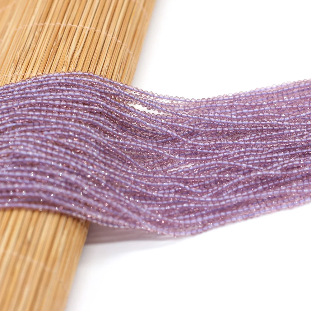 

2mm Light Purple Natural Semi-Precious Stone Spinel Loose Bead for Women Jewelry Making DIY Bracelet Necklace Accessories 38cm