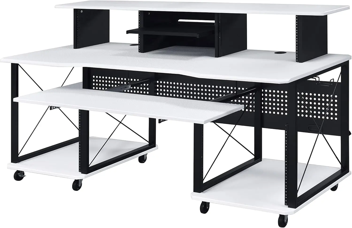 Children Tables 72" x 30" Rectangular Metal Storage Music Desk Included Wheels Multiple Functional Storage Spaces