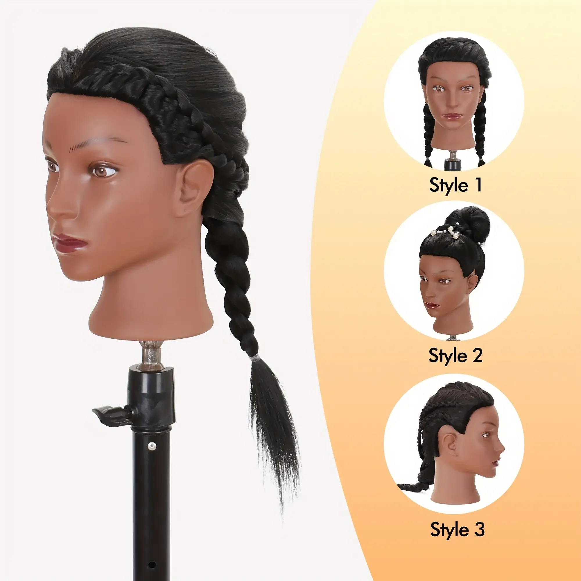 Mannequin Head With 100% Synthetic Hair Perfect For Hair Styling Training Manikin Cosmetology Doll Head With Table Clamp Holder