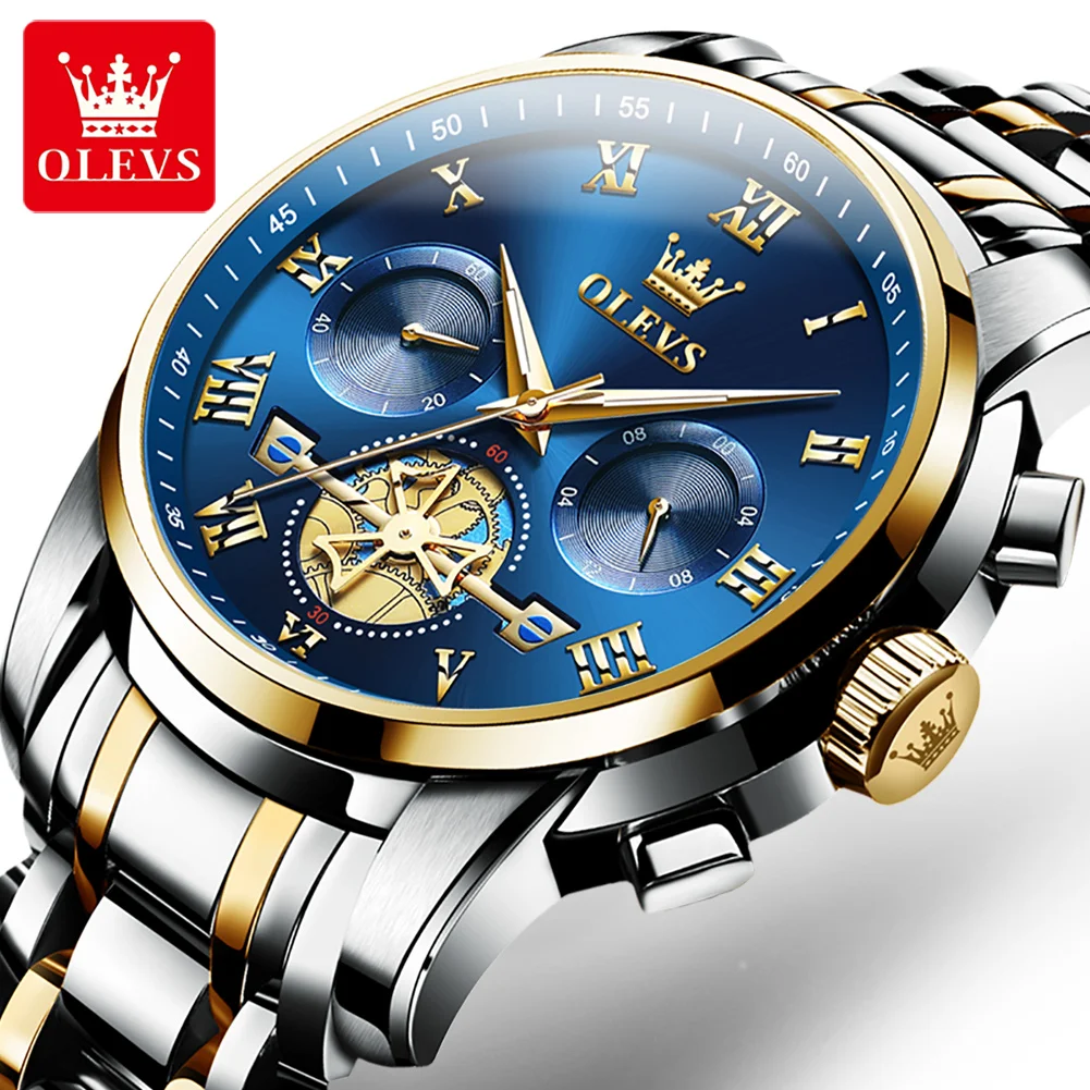 OLEVS 2859 Top Brand Men's Watches Classic Roman Scale Dial Luxury Wrist Watch for Man Original Quartz Waterproof