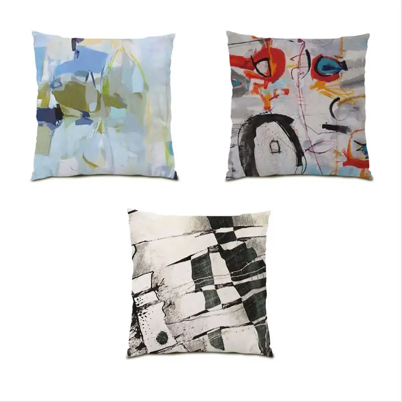 

Line Living Room Decoration Velvet Pillow Cover Oil Painting Cushion Cover 45x45 Abstract Luxury Throw Pillow Covers Sofa E0334G