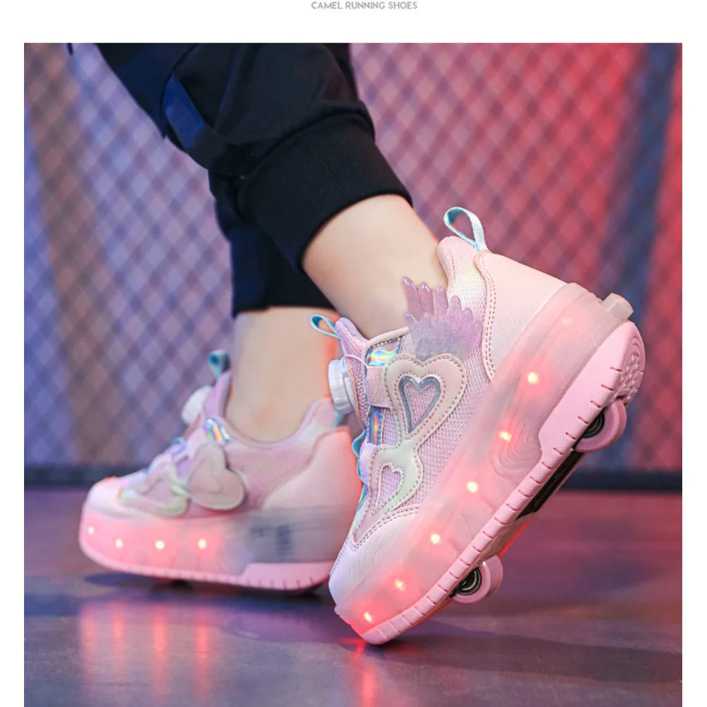 Leuchtendes Gehen für Mädchen mit hohem ästhetischem Wert, Mesh-Sportschuhe für Mittelschulkinder, Schüler-Doppelrolle_voghion.com