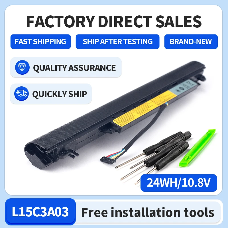 Somi--Laptop Battery for Lenovo IdeaPad, L15L3A03, L15C3A03, 10.8V, 2200mAh, 110-14AST, 110-14IBR, 110-15ACL, 110-15AST, 110-15I