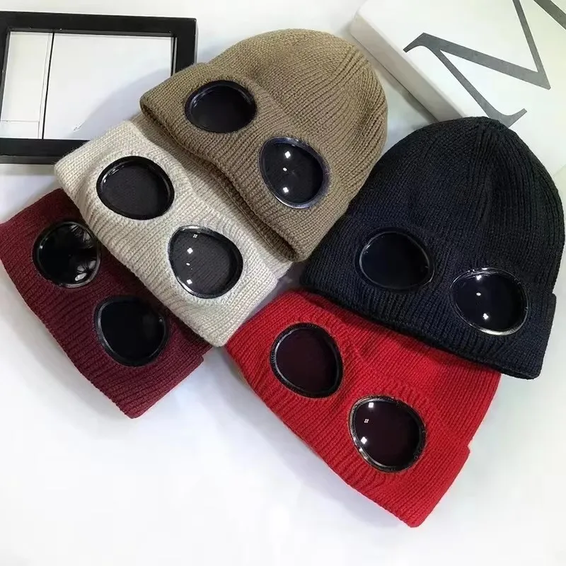 Unisex-Strickmütze für Herren und Damen mit Schutzbrille, winddicht, Winterwärmer, Skimützen, weich, warm, rutschfest, Gehörschutz