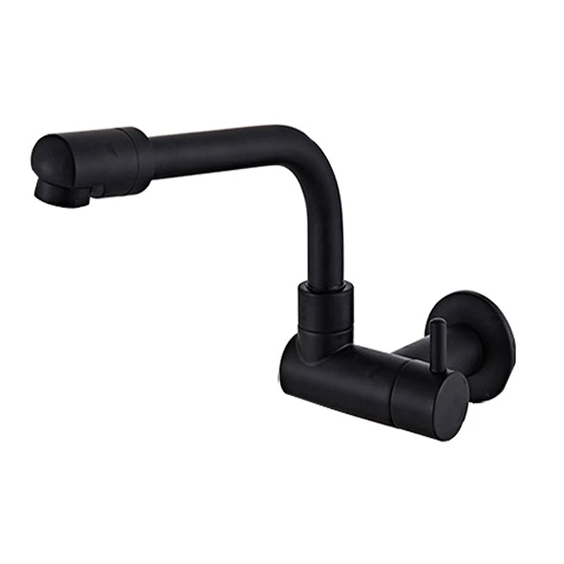 

3X 360 Degree Rotating Black Wall Mounted Single Cold Water Mixer Solid Brass Sink Basin Faucet Mop Pool Water Taps Promotion