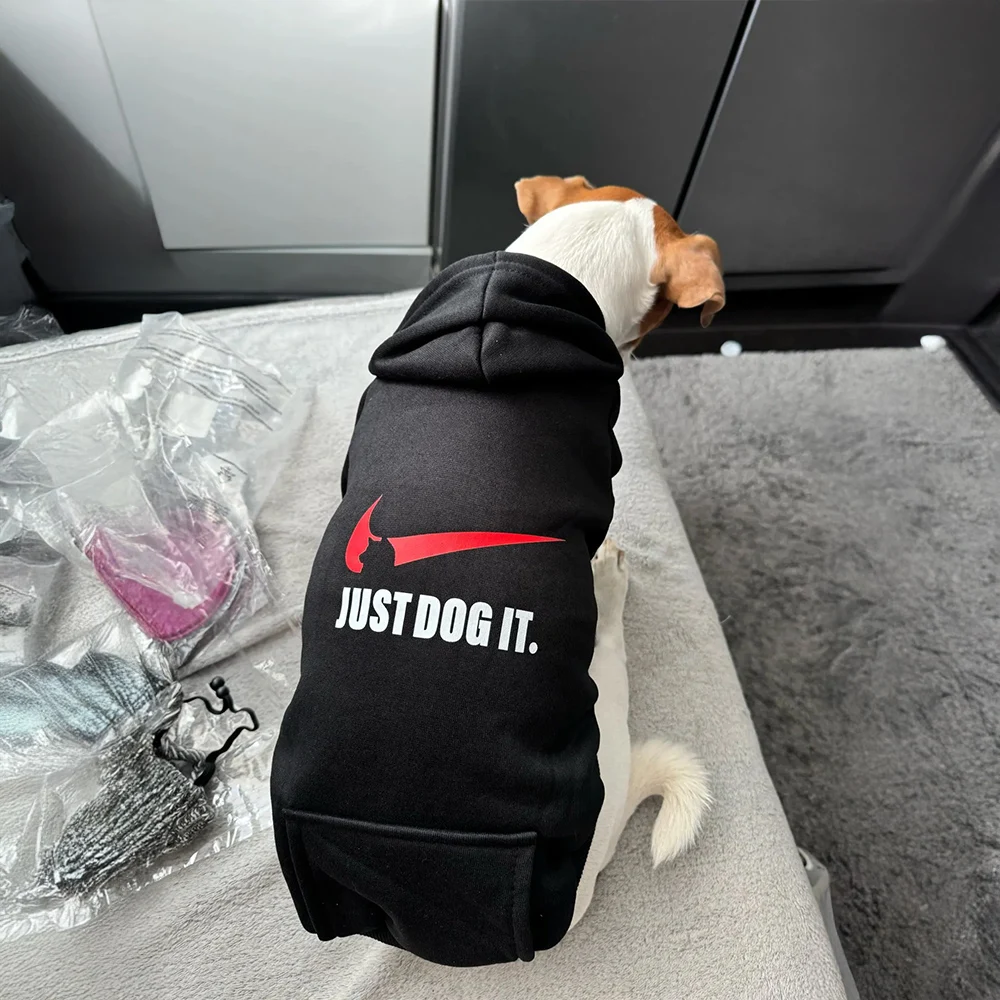 Pet Clothes Funny Just Dog It Clothes Fashion Chihuahua Yorkshire Frenchie Pugs Autumn Winter Spring Fleece Lining Small Medium Pet Hoodies