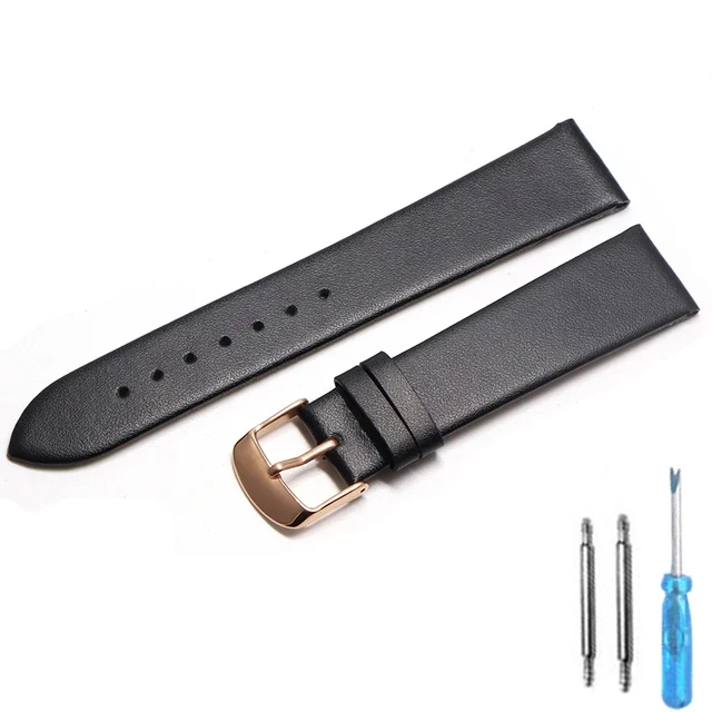Elegant Calf Leather Watch Strap with Silver Pin Buckle