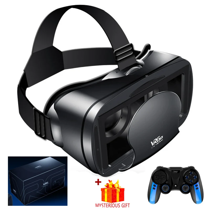 VRG Pro VR Glasses Virtual Reality Headset Devices Viar 3D Helmet Goggles Lenses Smart For Smartphone Cell Phone With Controller 