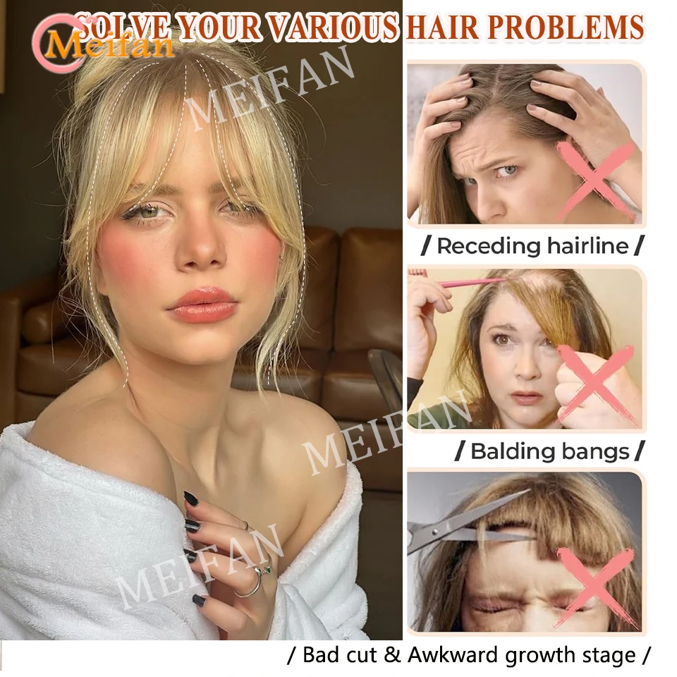 Lightweight Air Bangs Middle Part Natural Front Forehead Invisible Hair Patch for Women French Bangs hair bangs