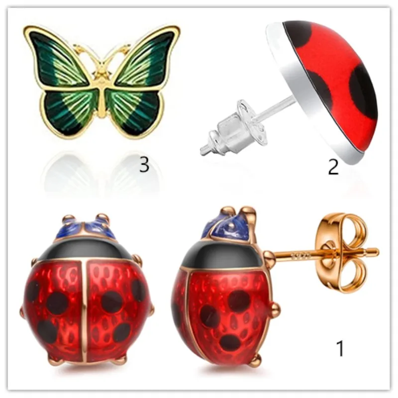 レネレイド＊お花とてんとう虫のピアス 真紅のドレスのてんとう虫ピアス – Les Nereides