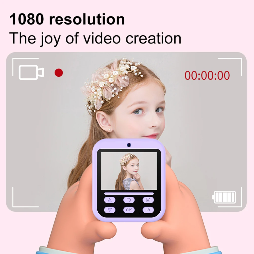 Portable HD Instant Print Camera with 2.4 Display - USB Rechargeable Digital Photo and Video Camera