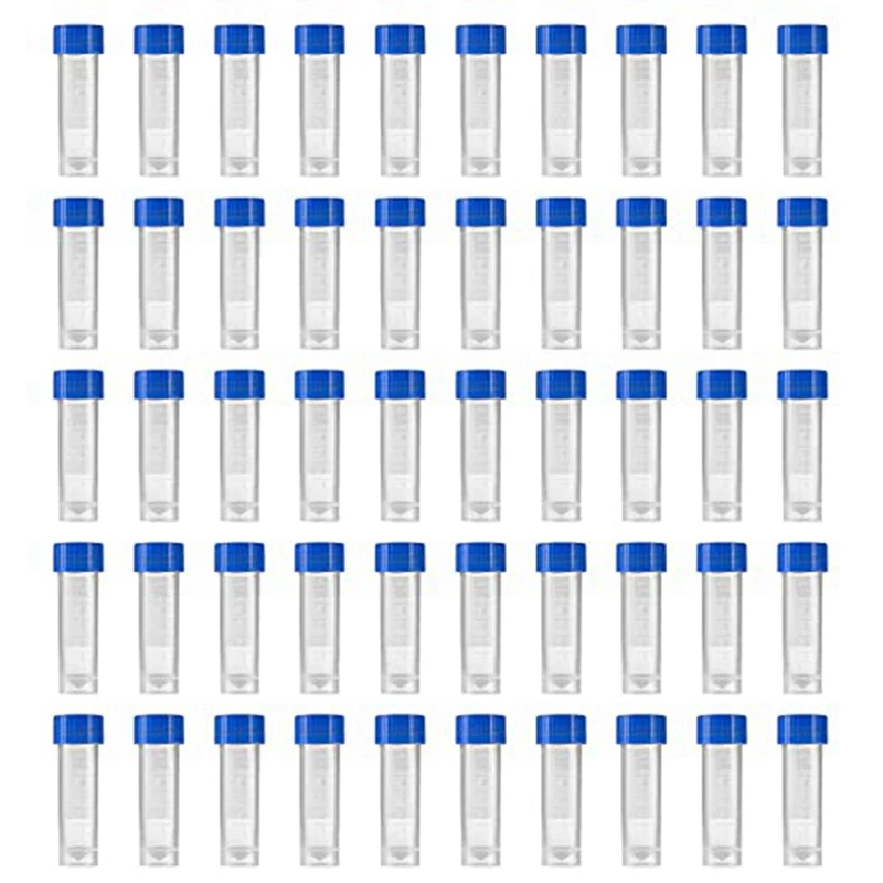 

400Pcs 5Ml Plastic Graduated Vial Storage Container Test Tubes With Screw Caps