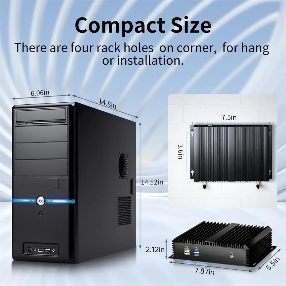 Msecore   Industrial sin ventilador  Mini PC Intel Core 2955U  I3 5005U  I5 4200U  I7 5500U CPU Fanless Design with Dual DDR3L Memory Dual Storage Support Win10 Gamer Pc. 