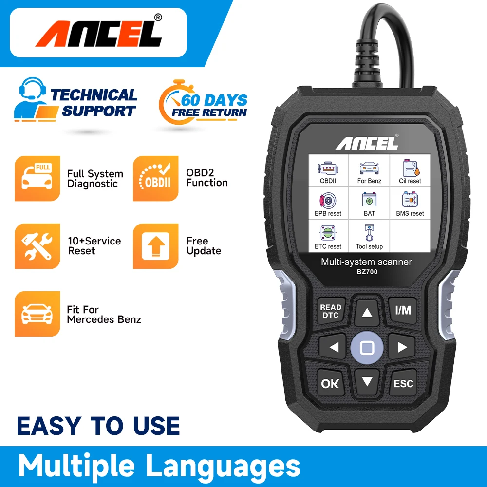 image.title ANCEL BZ  OBD Scanner Motor OBD Code Reader Für Mercedes Benz  Volle System Diagnose Werkzeug Reset Service Automotive Werkzeug -  AliExpress