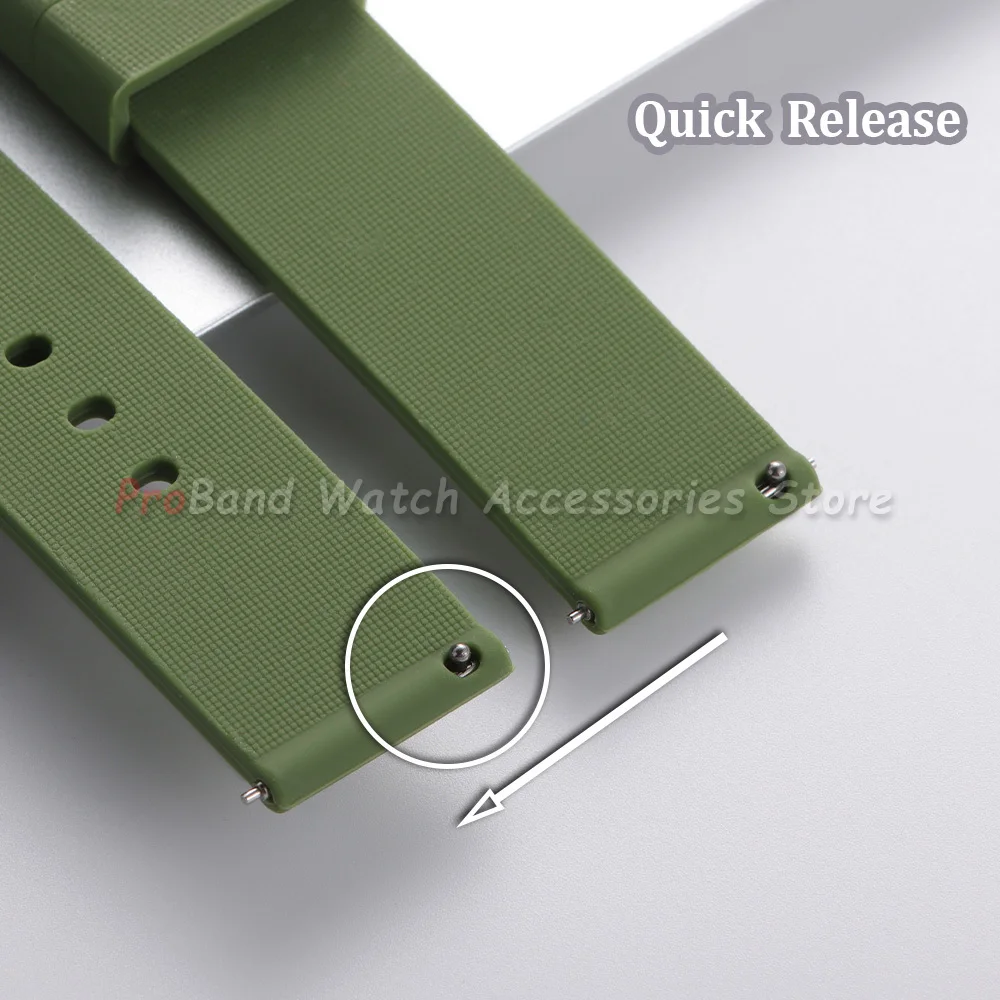 Waterproof Silicone Quick Release Watch Strap - Soft Rubber Wristband