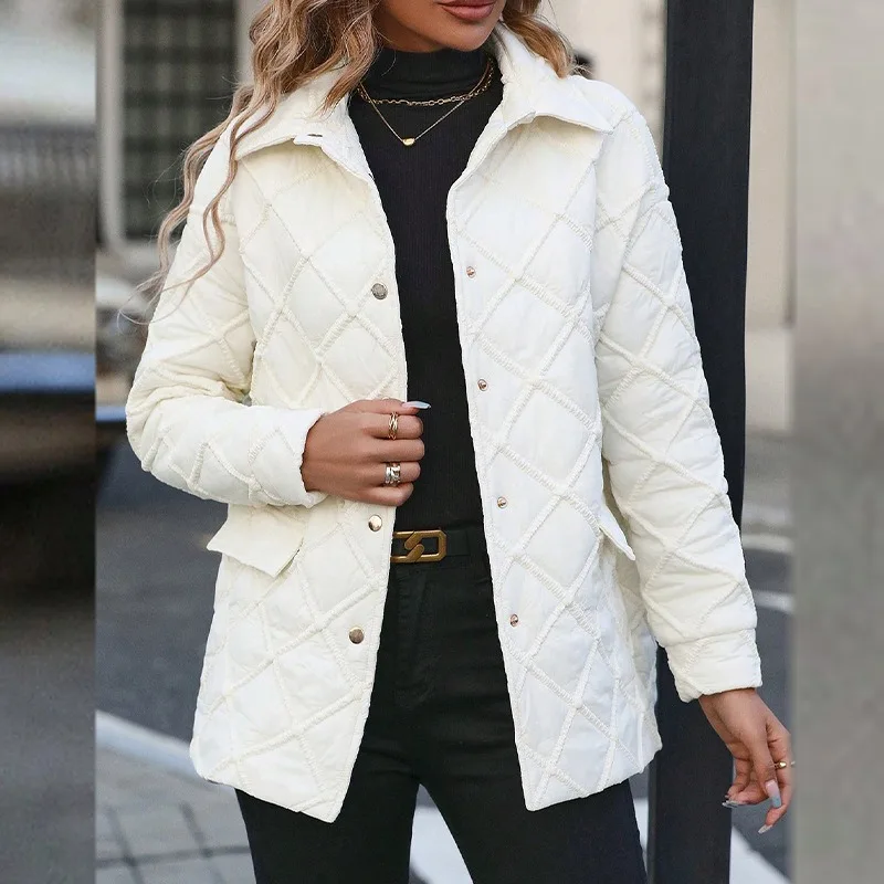 Women's Winter Thermal Warm Casual Cotton Coat Temperament Commuting Female Clothes Woman Fashion Long Sleeved Simple Jacket