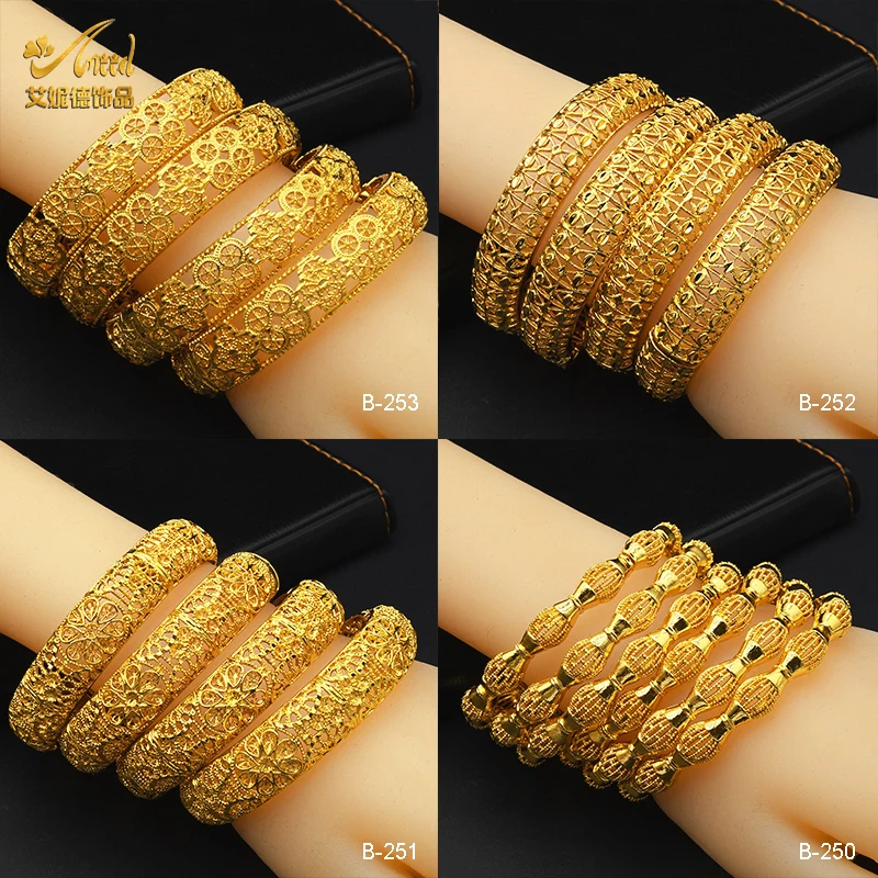 

ANIID Ethiopian Gold Plated Bangle Bracelet Jewelry Dubai Arab Indian Women Luxury Bangle Nigerian Wedding 2022 New Arrival Gift