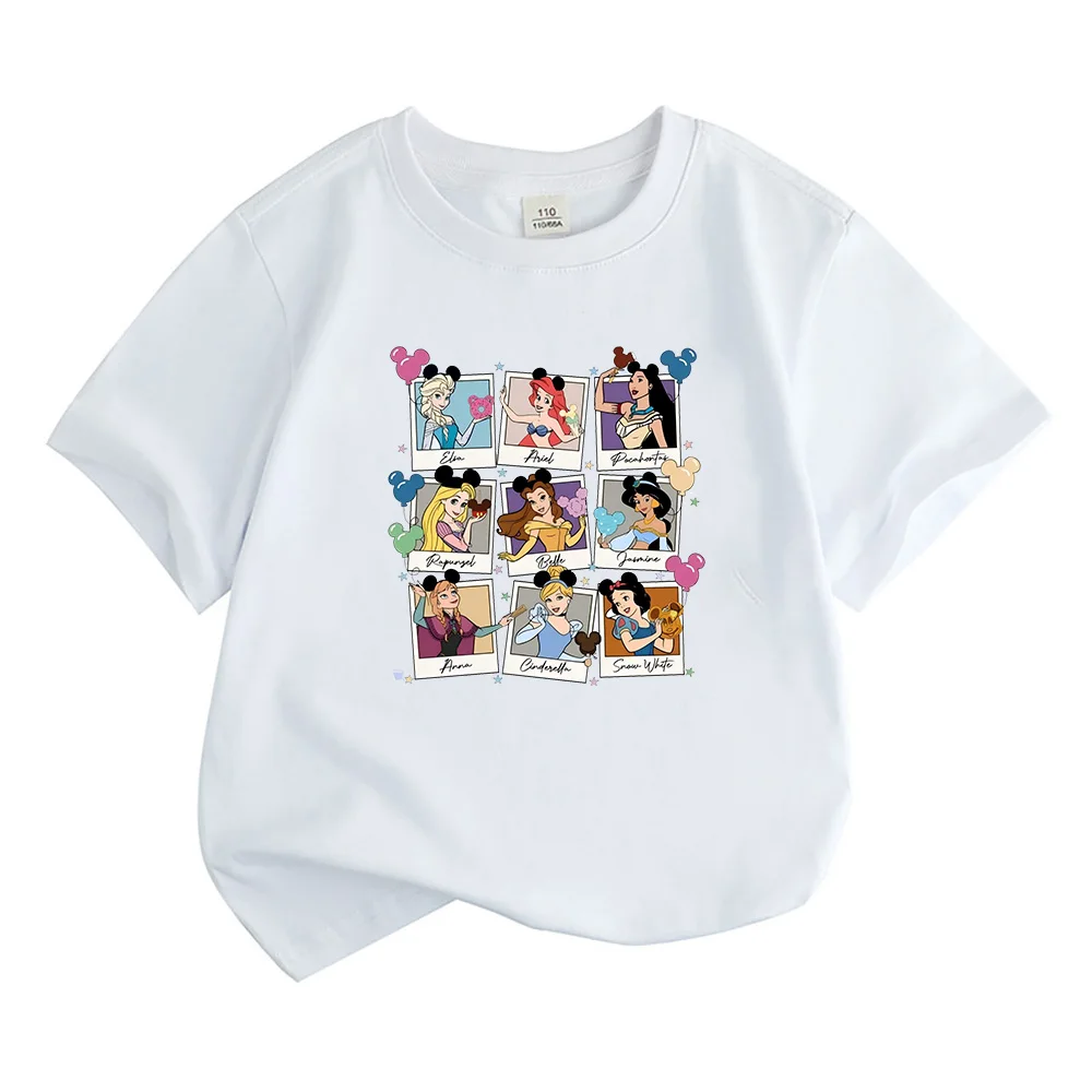 Disney Princess Castle Children's Cotton T-Shirt Princess Gift Disney Girls Trip Short Sleeve Children's Princess Castle T-Shirt 4