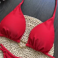Ensemble de bikini sexy à bretelles croisées, couleur unie, maillot de bain deux pièces pour femmes, triangle, string, maillot de bain brésilien, biquinis 6