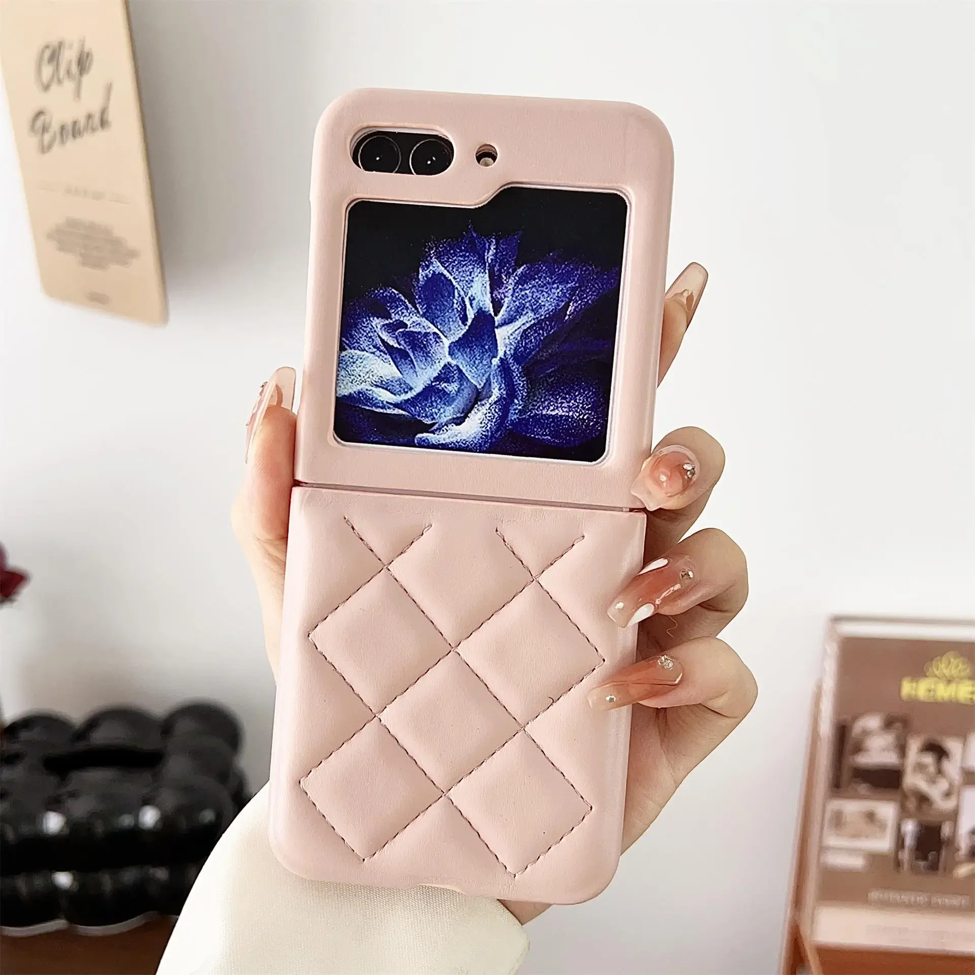 För Samsung Galaxy Z Flip 6 5 4 3 Skal Matt Lyxigt Färgglatt Vanligt Läder Vikbart Stötsäkert Skydd Mjukt Skal Tillbehör_voghion.com