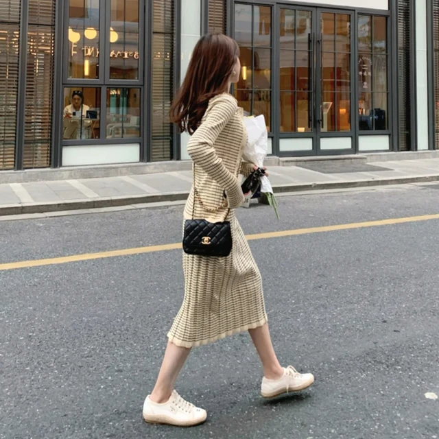 Korean Stripe Knitting 3 Pieces Set Women Knitted Sling + Cardigan and  Pencil Skirts Casual Simple Office Lady Skirt Suit 554J - AliExpress