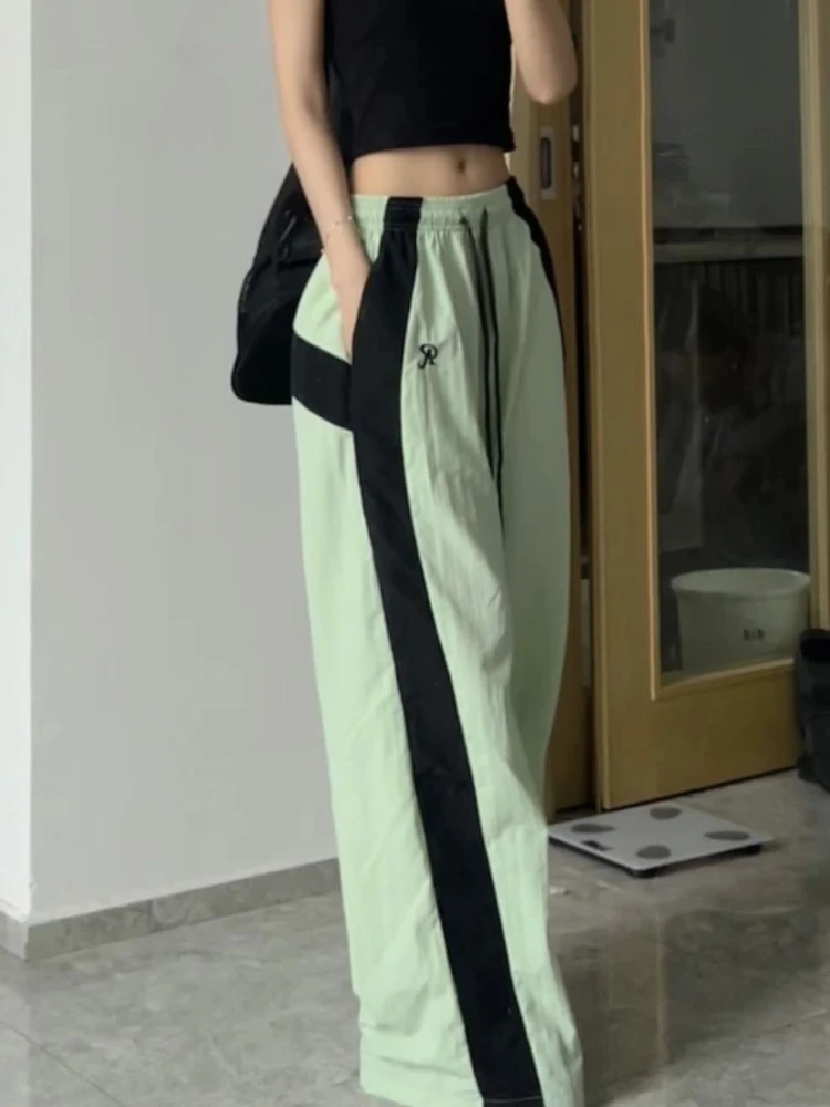 ADAgirl Y2k Black Sweatpants for Women Hip Hop Baggy Straight Wide Leg Jogging Sporty Pants Korean Streetwear Causal Trousers