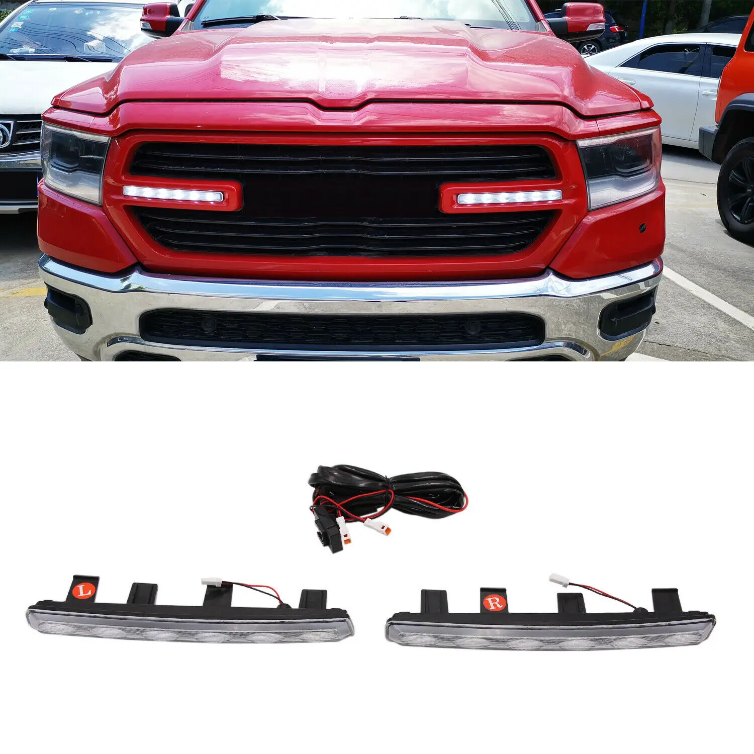 

Front Upper LED Grille Light Lamp Kit Fits for 2019-2021 Dodge Ram 1500