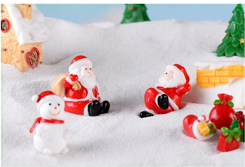 New Christmas Gift Figurines Miniature Santa Claus Snowman Micro Landscape Ornaments For Home Decorations Kawaii Desk Decor Room