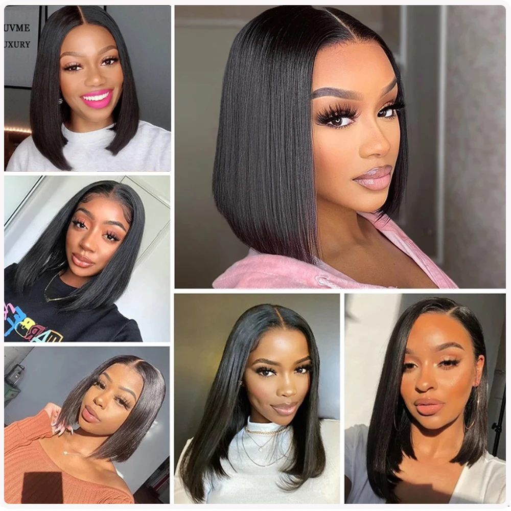 Straight Short Bob Wig V Part No Leave Out No Glue Upgrade U Part Human Hair Wigs Brazilian Short