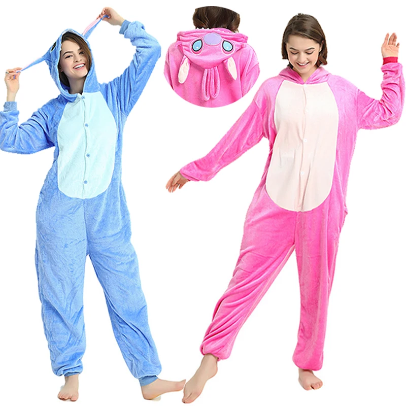 Cosplay Costumes Adult Stitch Cosplay Costume Stitch Lilo Costume Jumpsuit Pajamas Hooded Sleepwear Kigurumi Onesies Costumes for Men Women